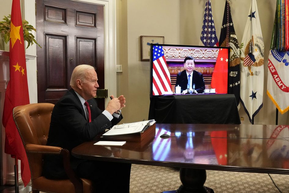 President Joe Biden meets virtually with President Xi Jinping